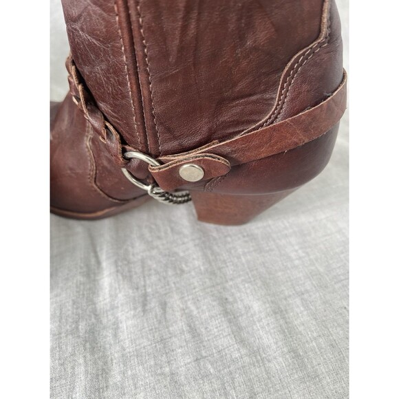 Sage by Abilene Style 3671 Brown Leather Cowboy Boots Silver Tips 8 Boot Straps - Picture 6 of 11